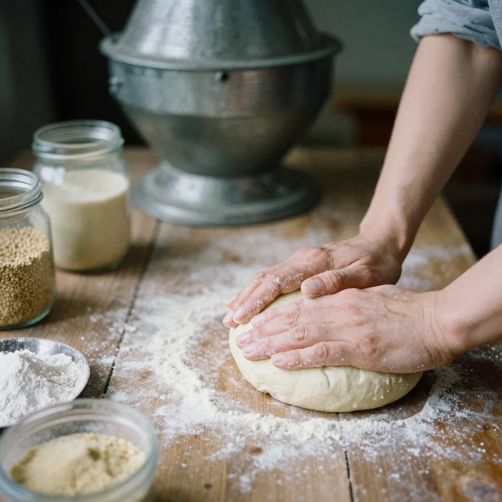 Detaljerad bild av degbearbetning
