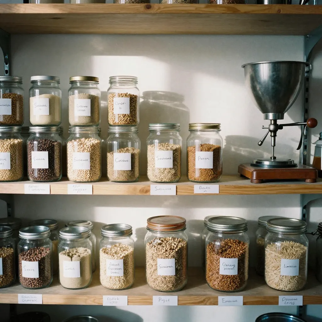 Organiserad hylla med bakutrustning