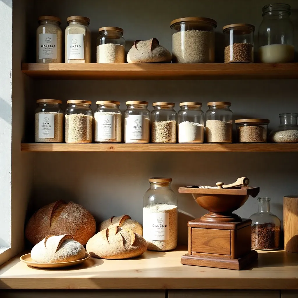 Naturlig bild av korn och mjöl